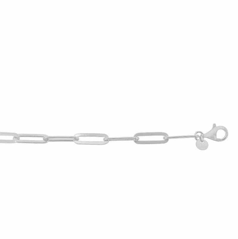 Sterling Silver, 4.5mm Flat Paperclip Bracelet