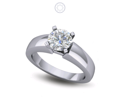 Solitaire Diamond Ring Rise Four Prong
