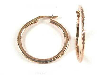 10K Rose Gold Diamond Cut Hoop Earrings
