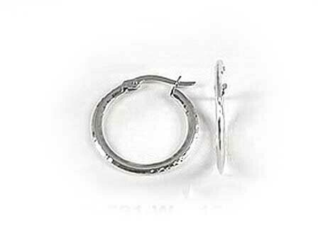10K White Gold Diamond Cut Hoop Earrings