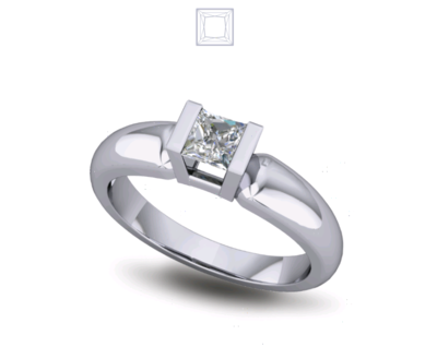 Solitaire Diamond Ring Half Bezel Solitaire Set