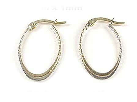 10K Yellow &amp; White Gold Two Tone Hoop Earrings