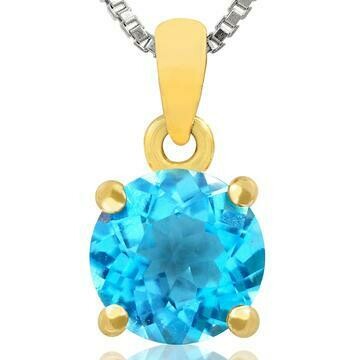 Round Blue Topaz Pendant 14KT Gold Round Blue Topaz Pendant 14KT Gold