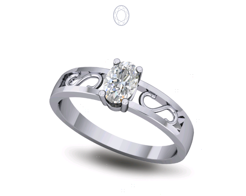 Solitaire Diamond Ring Four Prong Set, Metal Type: 14 KT