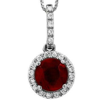 Ruby Pendant with Diamond Halo 14KT Gold