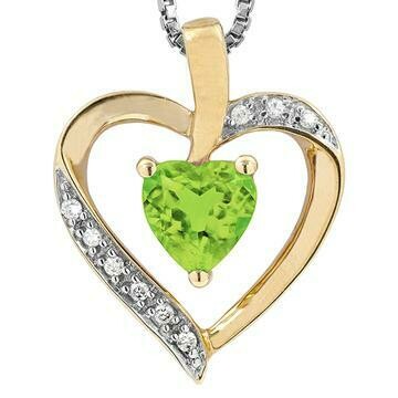 Heart Peridot Pendant with Diamond Accent 14KT Gold Heart Peridot Pendant with Diamond Accent 14KT Gold