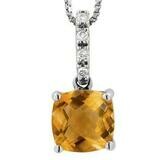 Cushion Citrine Pendant with Diamond Bail 14KT Gold