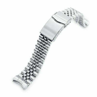 20mm Super-J Louis JUB 316L Stainless Steel Watch Bracelet for Seiko Baby MM 200, Brushed V-Clasp