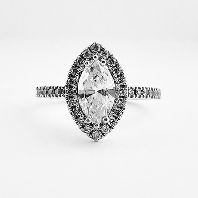 Marquis Cut Engagement Ring Halo