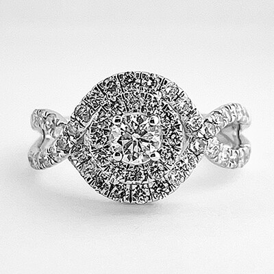 Multi-stone Engagement Ring Double Halo Multi-stone Engagement Ring Double Halo