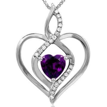 Infinity Heart Amethyst Pendant with Diamond Accent 14KT Gold