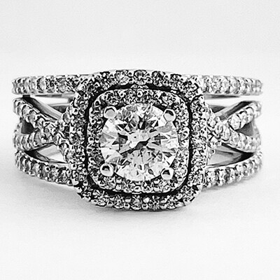 Round Cut Engagement Ring With Halo
