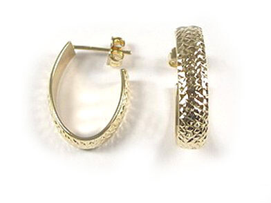 10K Yellow Gold Shimmer Cut Hoop Earrings