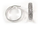 10K White Gold Shimmer Cut Hoop Earrings