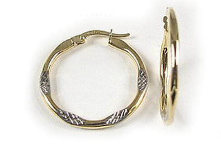 10K Yellow Gold Shimmer Cut Hoop Earrings
