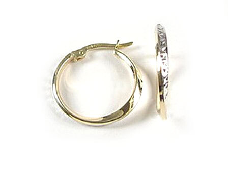 10K Yellow Gold Shimmer Cut Hoop Earrings