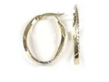 10K Yellow Gold Shimmer Cut Hoop Earrings