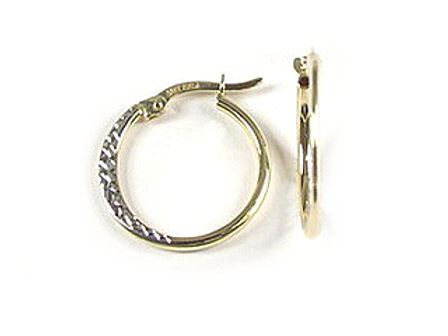 10K Yellow Gold Shimmer Cut Hoop Earrings