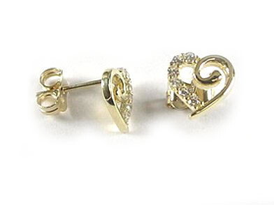 10K Yellow Gold Heart C.Z Stud Earrings 10K Yellow Gold Heart C.Z Stud Earrings