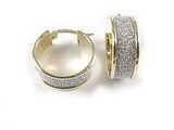 10K Yellow Gold Shimmer Cut Hoop Earrings