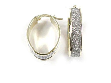 10K Yellow Gold Shimmer Cut Hoop Earrings