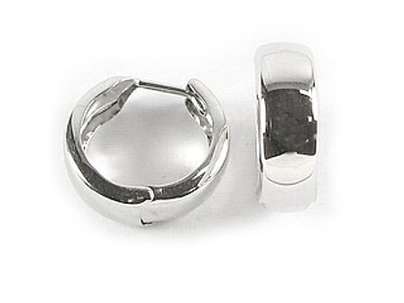 10K White Gold Smooth Huggy Earrings