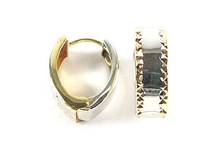 10K Yellow &amp; White Gold Huggy Earrings