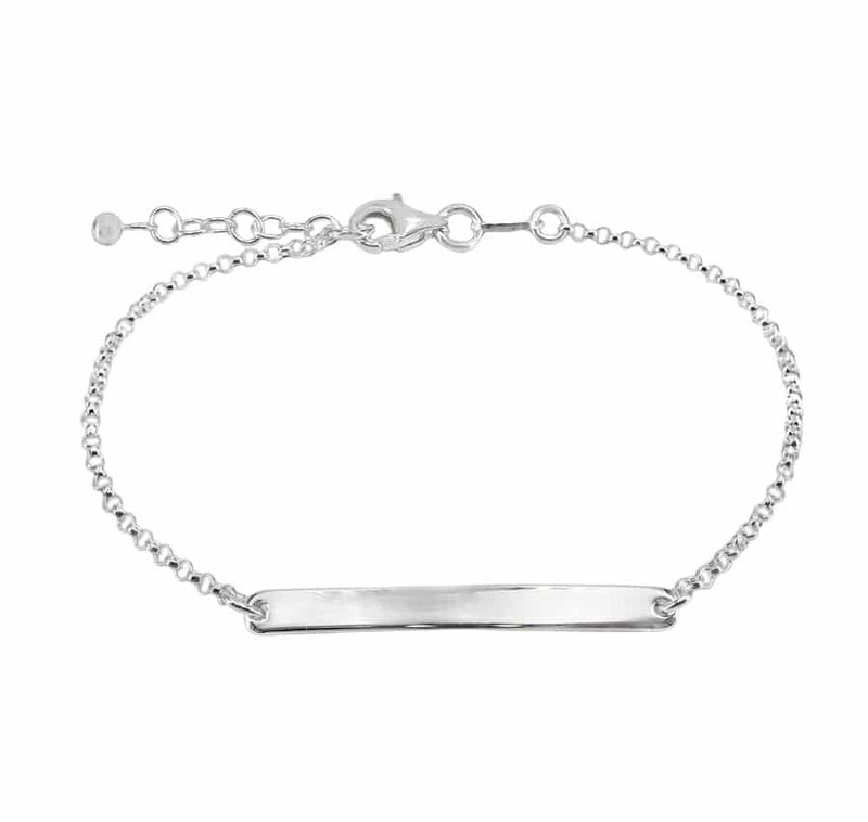 Sterling Silver, ID Bracelet With 2mm Rolo Chain