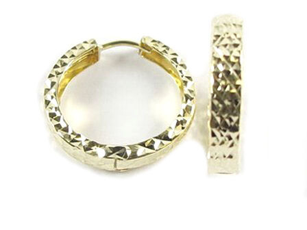 10K Yellow Gold Shimmer Cut Huggy Earrings