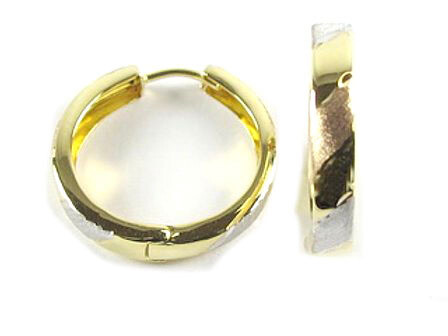 10K Yellow, White &amp; Rose Gold Huggy Earrings