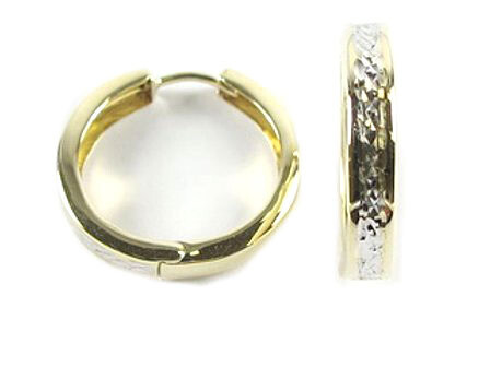 10K Yellow Gold Shimmer Cut Huggy Earrings