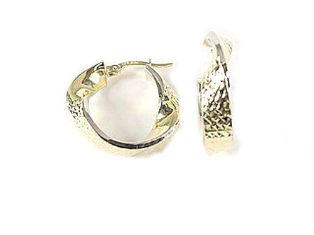 10K Yellow Gold Shimmer Cut Hoop Earrings