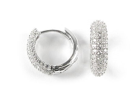 10K White Gold C.Z Huggy Earrings 10K White Gold C.Z Huggy Earrings