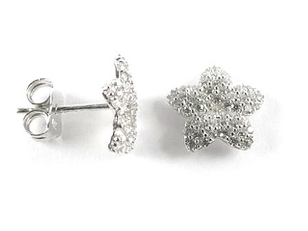 10K White Gold C.Z Star Stud Earrings 10K White Gold C.Z Star Stud Earrings