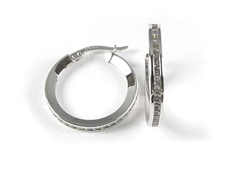 10K White Gold C.Z Huggy Earrings 10K White Gold C.Z Huggy Earrings