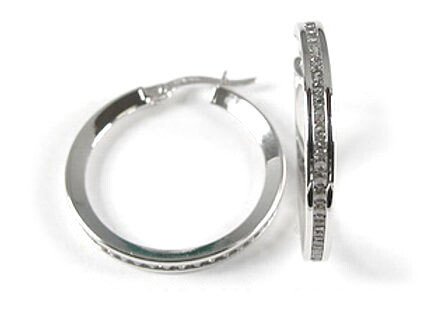 10K White Gold C.Z Huggy Earrings 10K White Gold C.Z Huggy Earrings