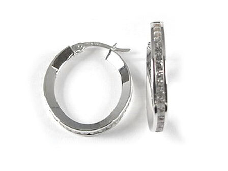 10K White Gold C.Z Huggy Earrings 10K White Gold C.Z Huggy Earrings