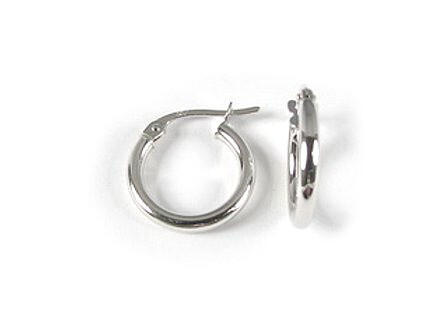 10K White Gold Polished Hoop Earrings