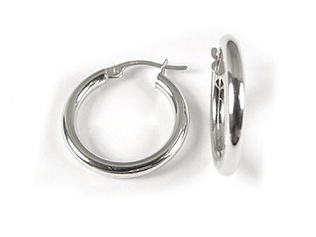 10K White Gold Polished Hoop Earrings