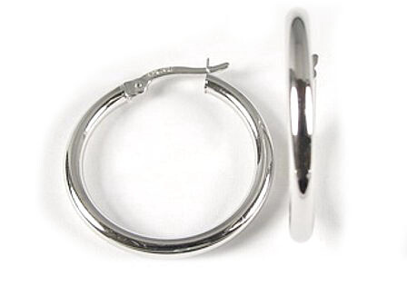 10K White Gold Polished Hoop Earrings