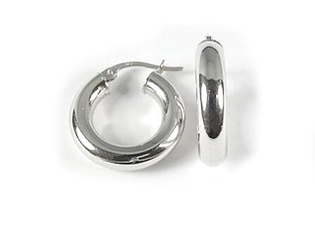 10K White Gold Polished Hoop Earrings