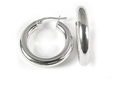 10K White Gold Polished Hoop Earrings