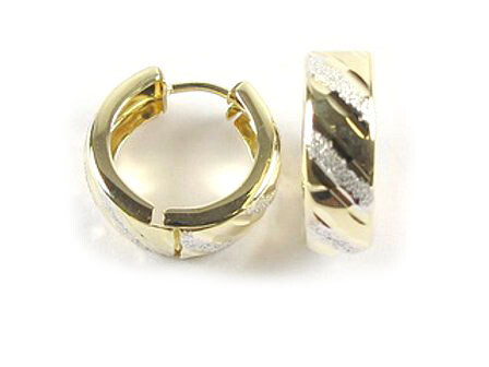 10K Yellow Gold Shimmer Cut Huggy Earrings