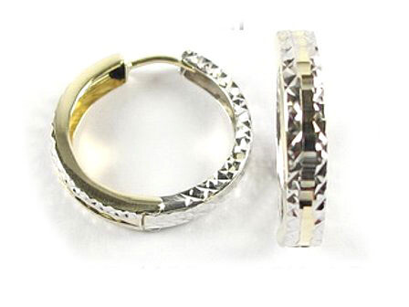 10K Yellow Gold Shimmer Cut Huggy Earrings