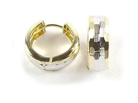 10K Yellow Gold Shimmer Cut Huggy Earrings