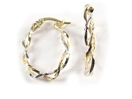 10K Yellow &amp; White Gold Hoop Earrings