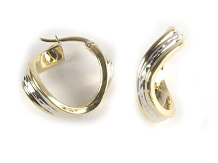 10K Yellow &amp; White Gold Hoop Earrings