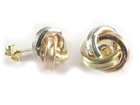 10K Yellow, White & Rose Gold Knot Stud Earrings 10K Yellow, White & Rose Gold Knot Stud Earrings