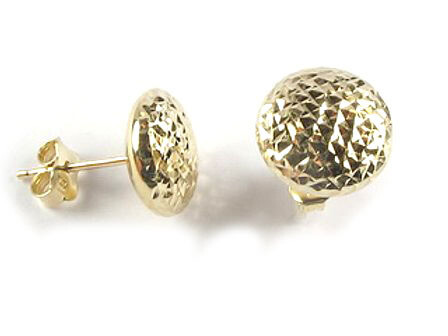 10K Yellow Gold Shimmer Cut Stud Earrings