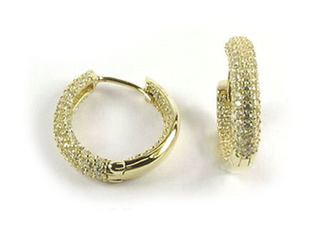 10K Yellow Gold Hoop C.Z Earrings 10K Yellow Gold Hoop C.Z Earrings